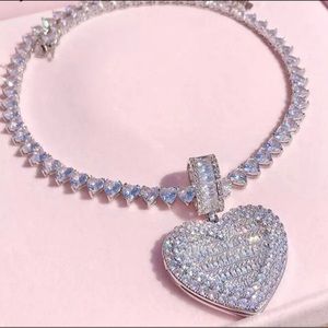 Tennis heart locket , tennis heart , tennis heart pendant locket necklace photo